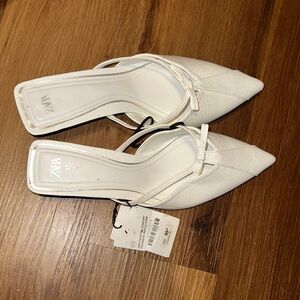 Zara White Strappy Heels with Pointed Toe